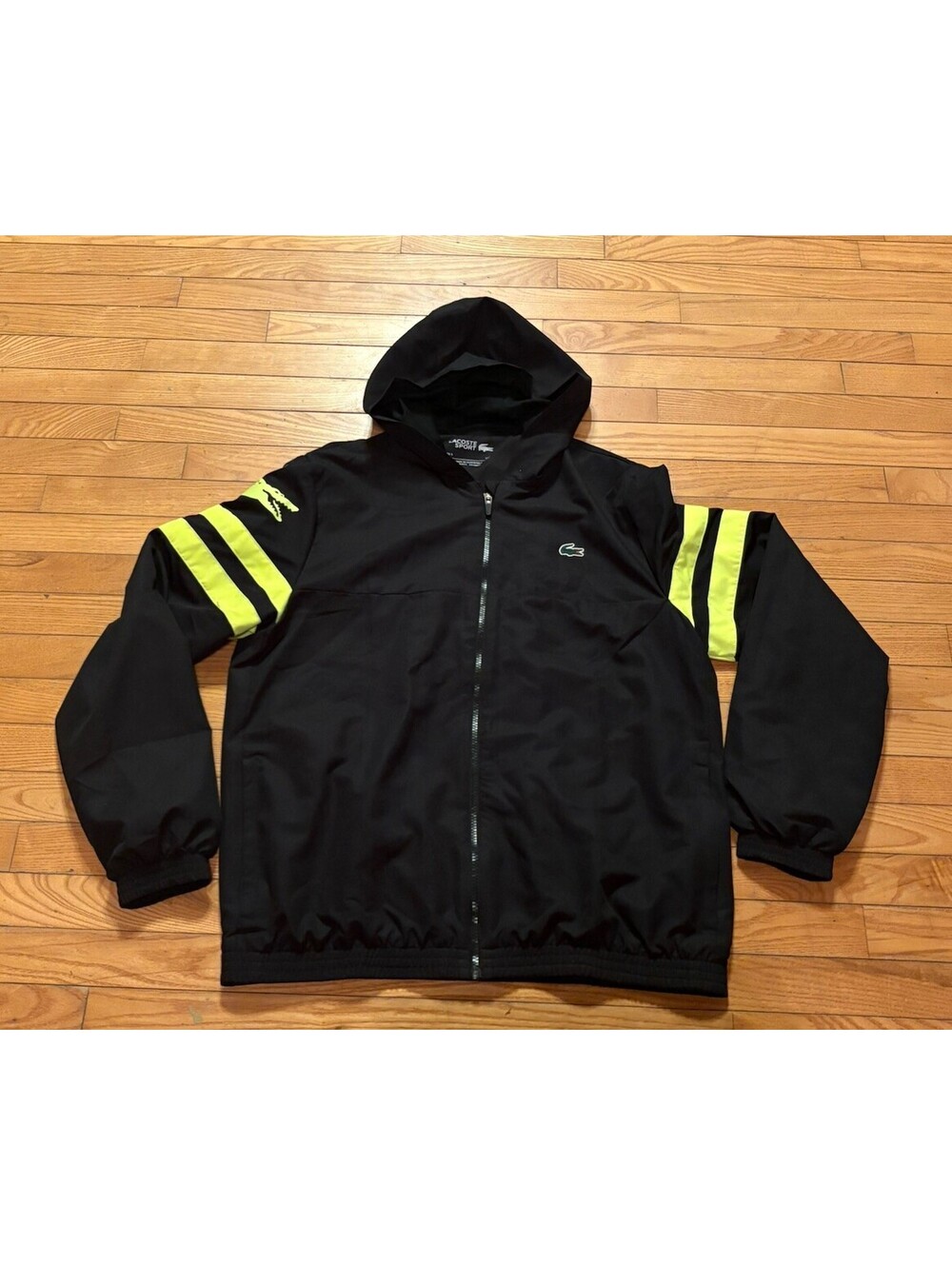 Rare Lacoste Diamond Taffeta Track Jacket Fluorescent Yellow Alligator Size L